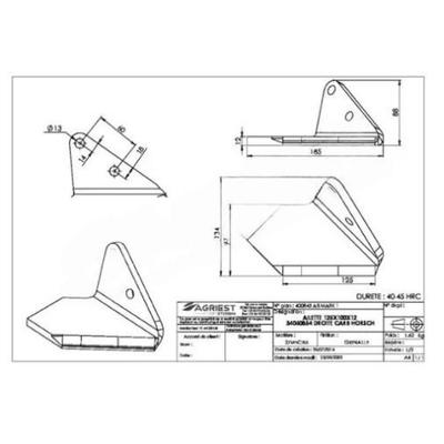 Ailette adaptable horsch 125x100x12 34060854 droite carb