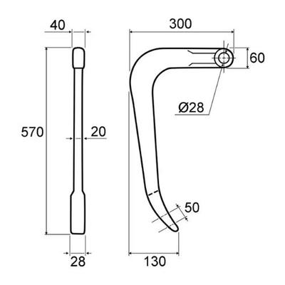Dent lourde pour otma hauteur 570 mm
